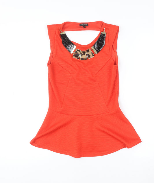 River Island Womens Orange Peplum Sleeveless Blouse Size 8