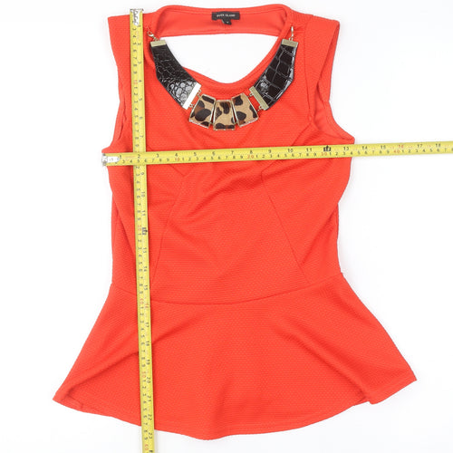 River Island Womens Orange Peplum Sleeveless Blouse Size 8