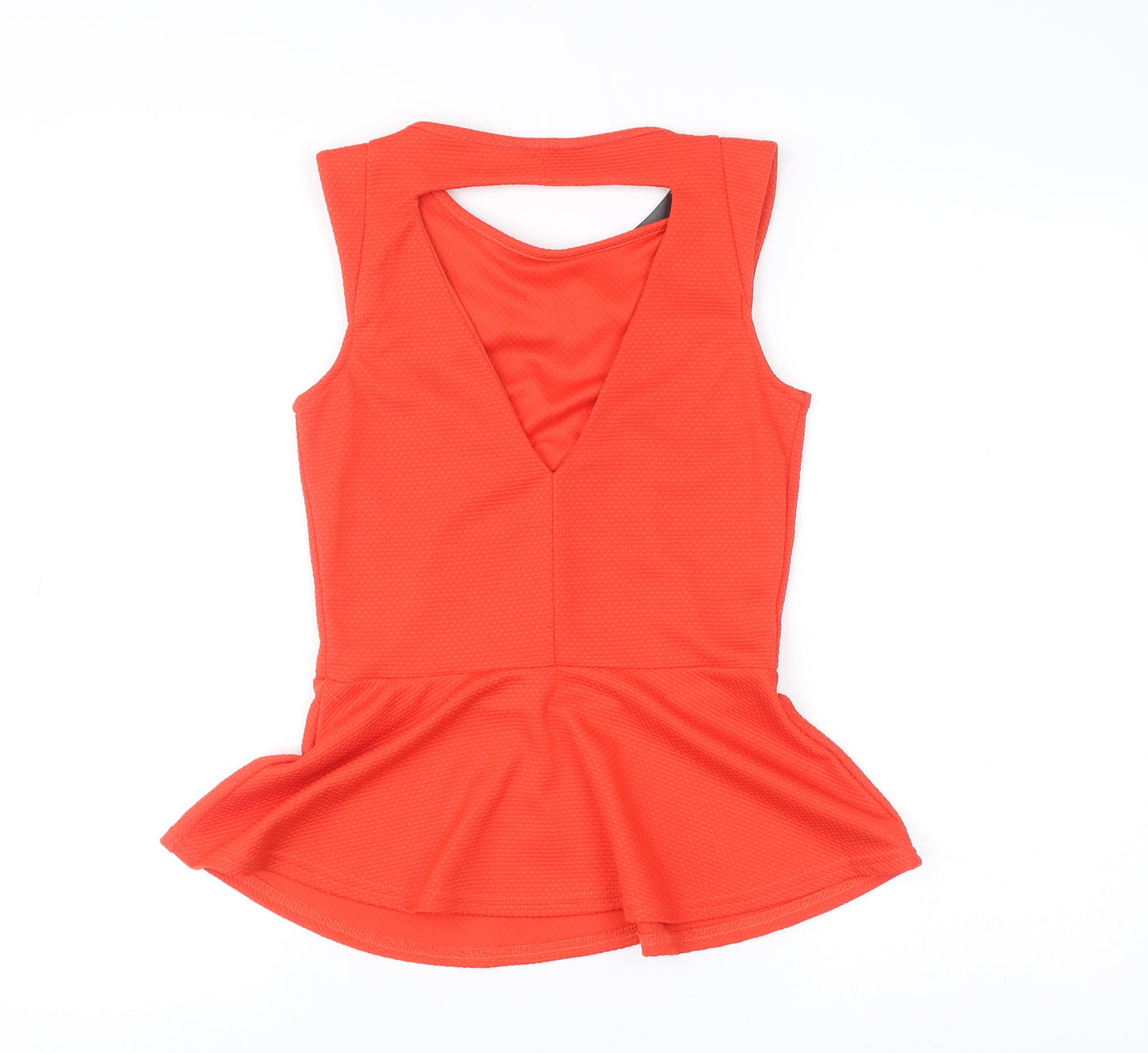 River Island Womens Orange Peplum Sleeveless Blouse Size 8