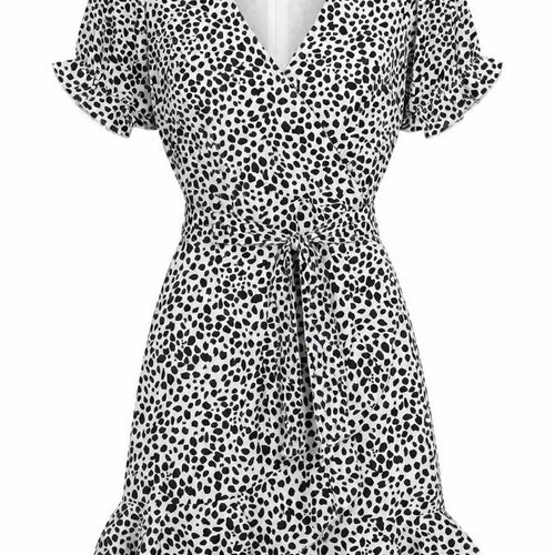 Missguided Women's Black Animal Print Short Wrap Dress Size 8