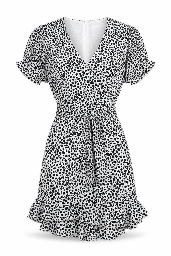 Missguided Women's Black Animal Print Short Wrap Dress Size 8