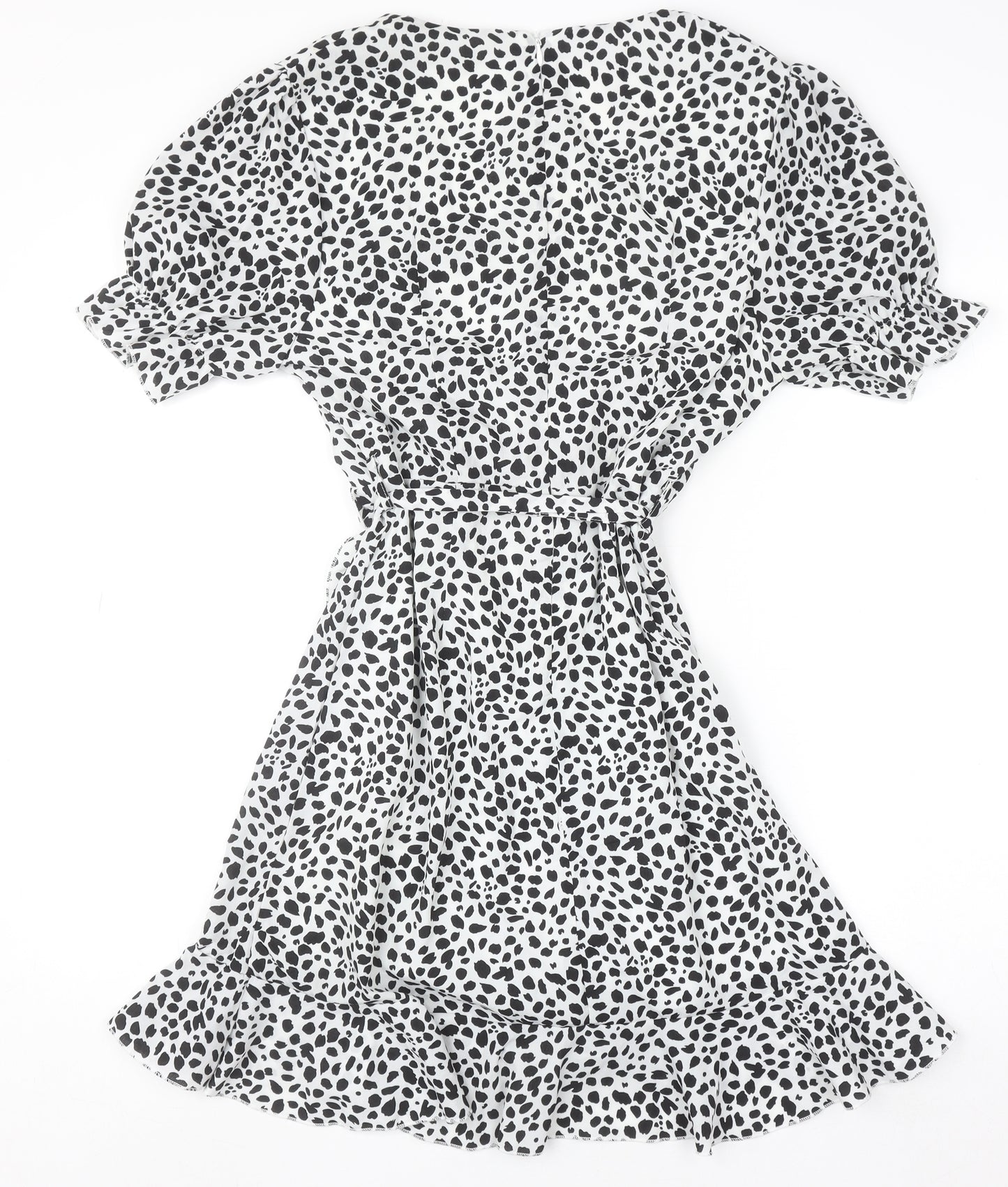Missguided Women's Black Animal Print Short Wrap Dress Size 8