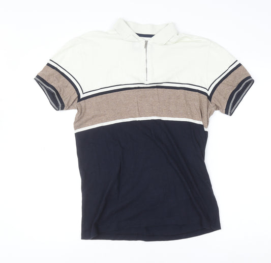 Next Men's Multicoloured 1/4 Zip Cotton Polo Shirt Size S
