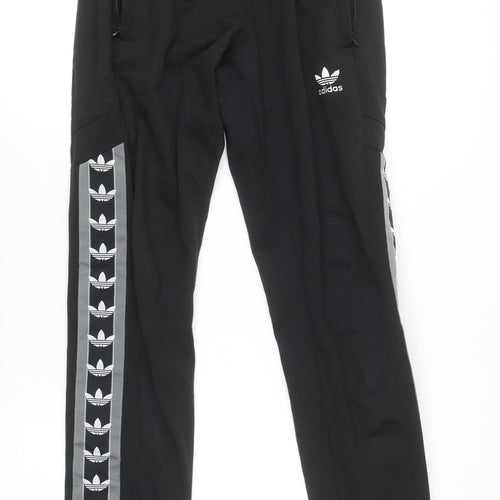 adidas Boys Black Jogger Activewear Trousers Size S with Side Stripe