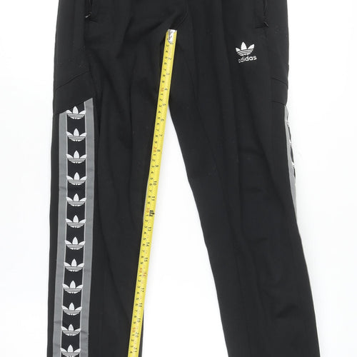 adidas Boys Black Jogger Activewear Trousers Size S with Side Stripe