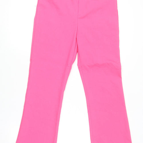 Zara Women Pink Flared Trousers Size M Cotton Blend