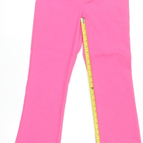 Zara Women Pink Flared Trousers Size M Cotton Blend