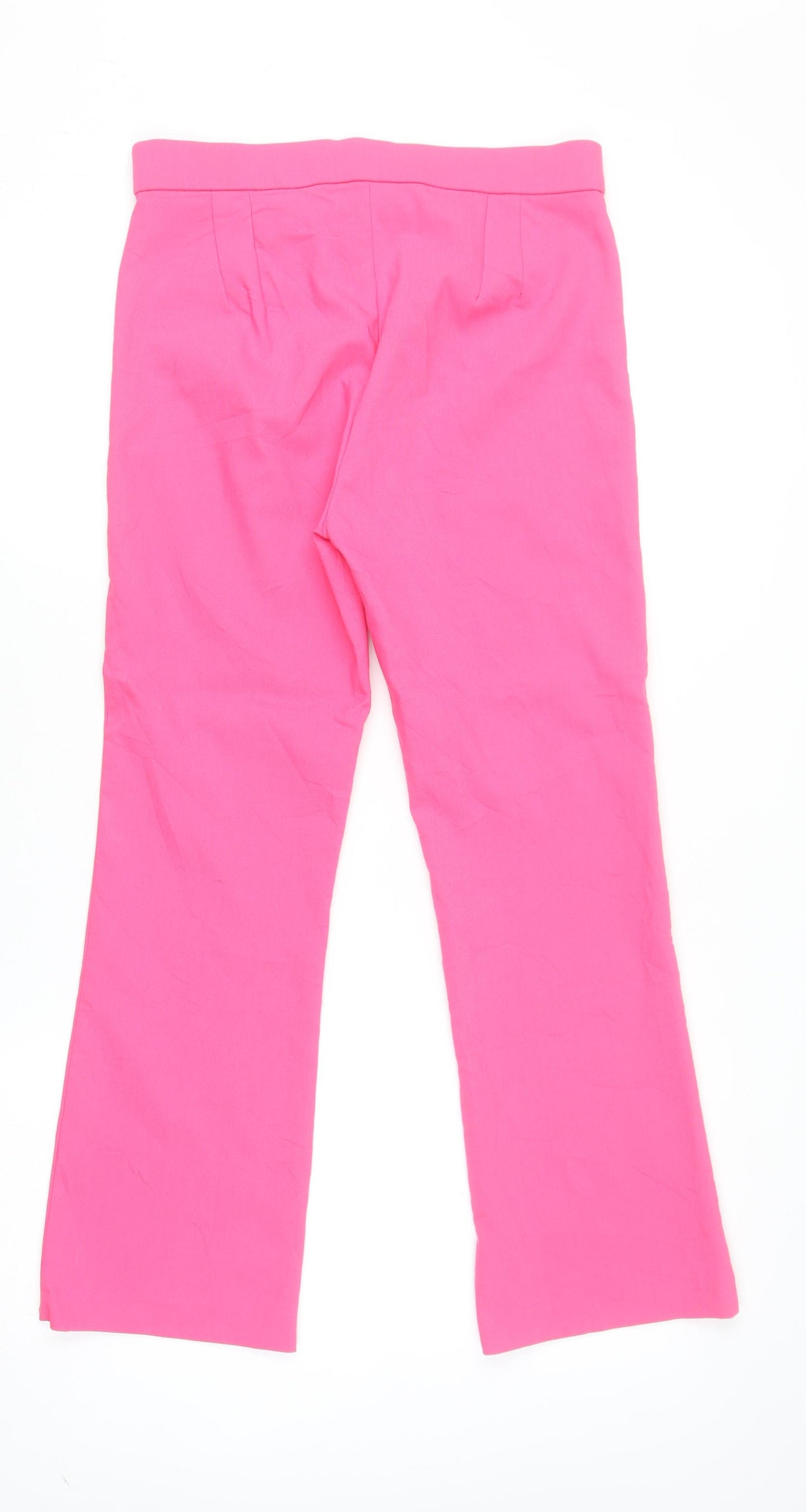 Zara Women Pink Flared Trousers Size M Cotton Blend