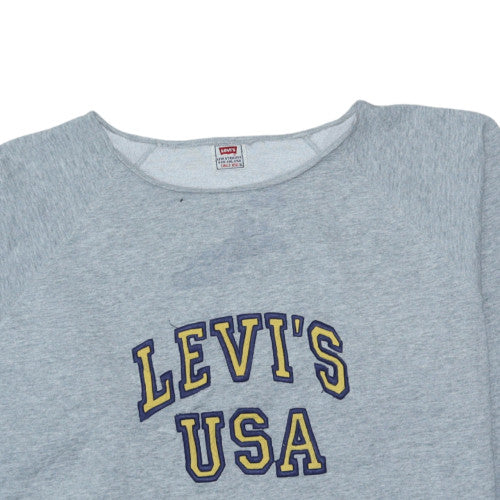 Levi's Women's Grey Crew Neck Pullover Sweatshirt XL USA Logo