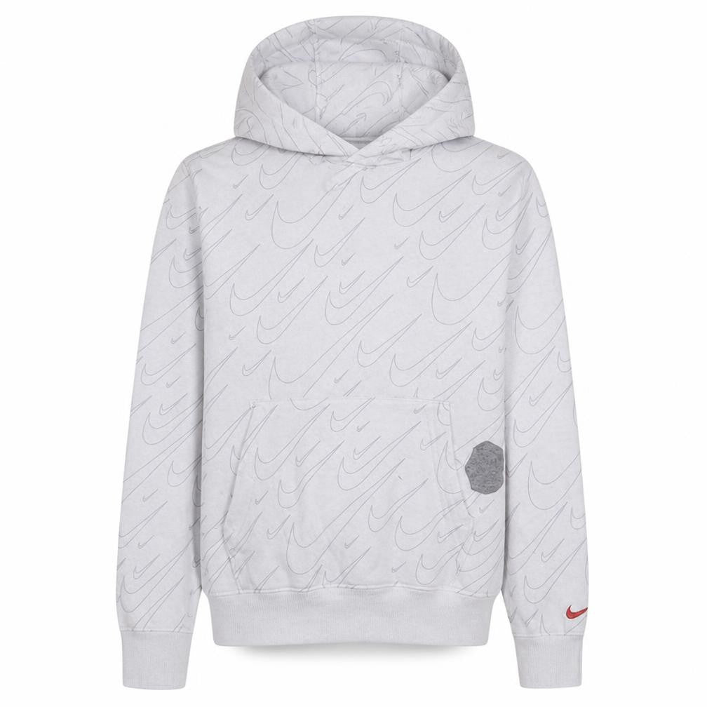 Front view of Nike men’s white xs hoodie graphic print pullover sweatshirt