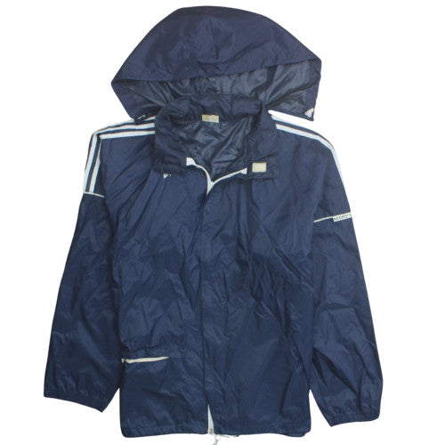 Adidas Boys Blue Hooded Windbreaker Jacket Size 14 Years Lightweight Sports