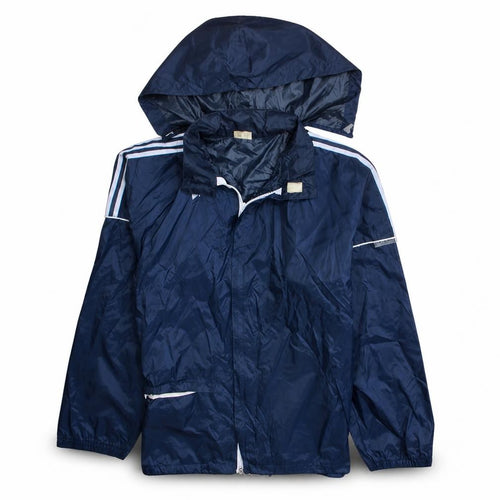 Adidas Boys Blue Hooded Windbreaker Jacket Size 14 Years Lightweight Sports