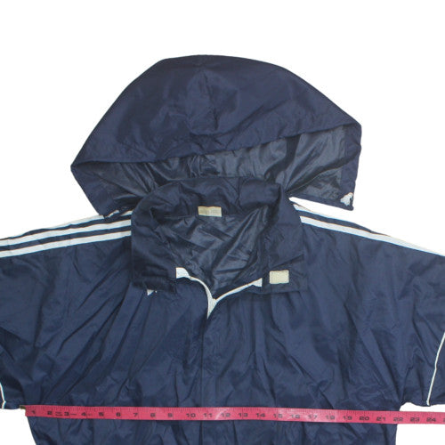 Adidas Boys Blue Hooded Windbreaker Jacket Size 14 Years Lightweight Sports