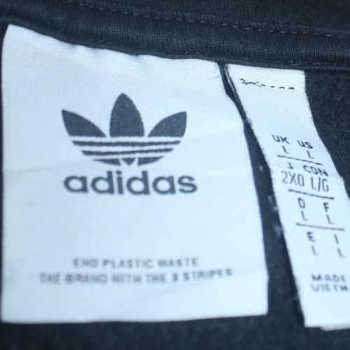 Adidas Mens Black Hoodie L 1/2 Zip Pullover Hooded Sweatshirt