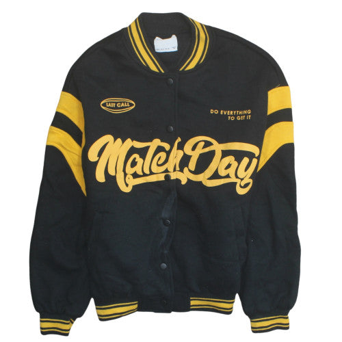 Bershka Mens Black Varsity Jacket S College Style Cotton Blend