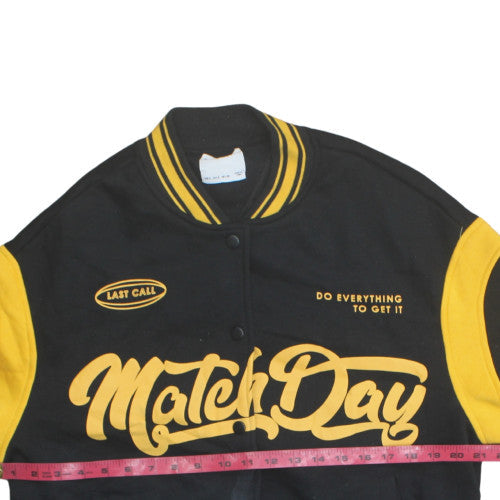 Bershka Mens Black Varsity Jacket S College Style Cotton Blend