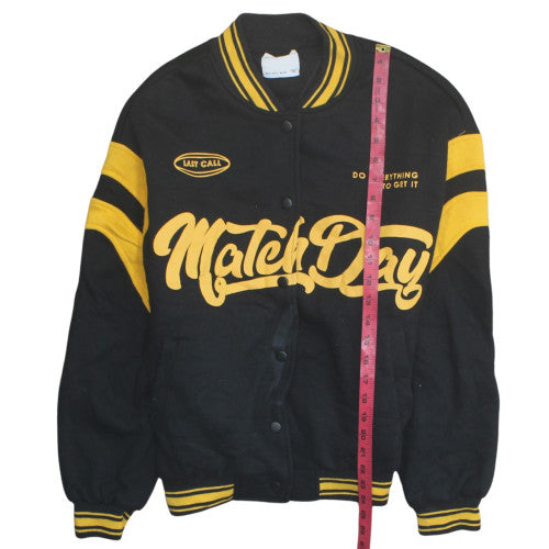 Bershka Mens Black Varsity Jacket S College Style Cotton Blend