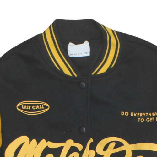 Bershka Mens Black Varsity Jacket S College Style Cotton Blend