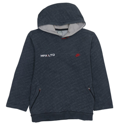 Nike Mens Blue Pullover Hoodie L Logo Embroidered Sportswear