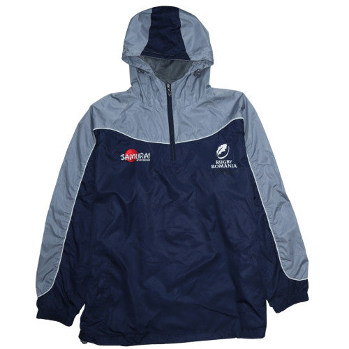 Samurai Men’s Blue Rugby Romania 1/2 Zip Hooded Pullover Sweatshirt L
