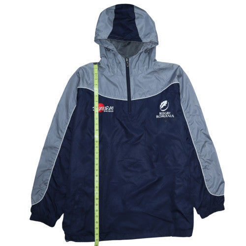 Samurai Men’s Blue Rugby Romania 1/2 Zip Hooded Pullover Sweatshirt L