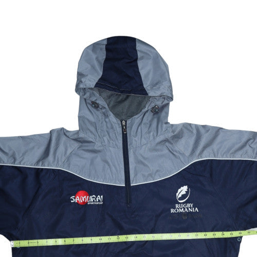 Samurai Men’s Blue Rugby Romania 1/2 Zip Hooded Pullover Sweatshirt L