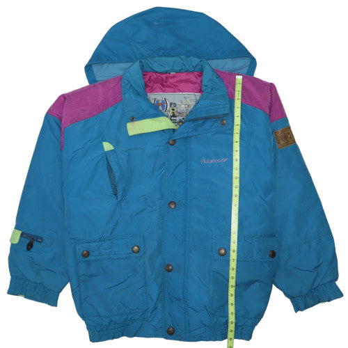 Rucanor Women Blue Pink Hooded Puffer Jacket Size M Retro 90s Style