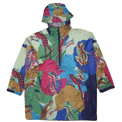 Laurasøn Women's Multicoloured Frog Print Waterproof Hooded Jacket Size M