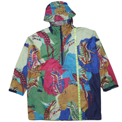 Laurasøn Women's Multicoloured Frog Print Waterproof Hooded Jacket Size M