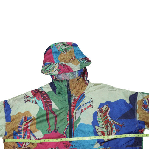 Laurasøn Women's Multicoloured Frog Print Waterproof Hooded Jacket Size M