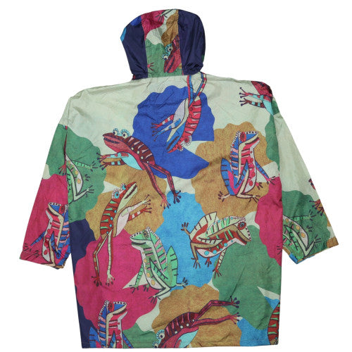 Laurasøn Women's Multicoloured Frog Print Waterproof Hooded Jacket Size M