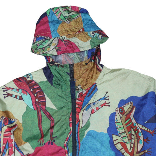 Laurasøn Women's Multicoloured Frog Print Waterproof Hooded Jacket Size M