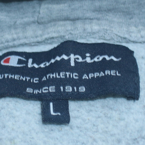 Champion Men's Grey Pullover Hoodie L Embroidered Logo Sportswear