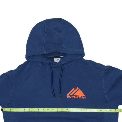 Superdry Men's Blue Pullover Hoodie Size M Regular Fit Sports Logo