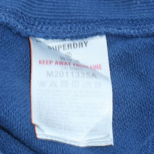 Superdry Men's Blue Pullover Hoodie Size M Regular Fit Sports Logo