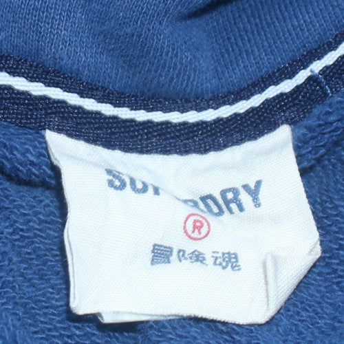 Superdry Men's Blue Pullover Hoodie Size M Regular Fit Sports Logo