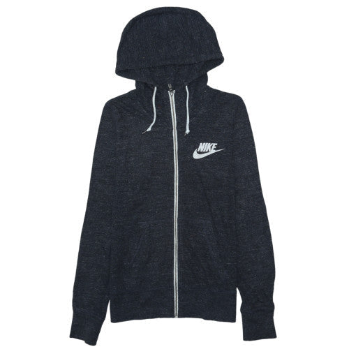 Nike Women Black Full Zip Hoodie M Cotton Blend Casual Sportswear