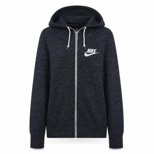 Nike Women Black Full Zip Hoodie M Cotton Blend Casual Sportswear