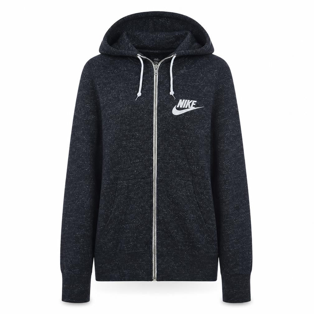 Nike Women Black Full Zip Hoodie M Cotton Blend Casual Sportswear