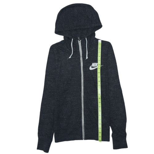 Nike Women Black Full Zip Hoodie M Cotton Blend Casual Sportswear