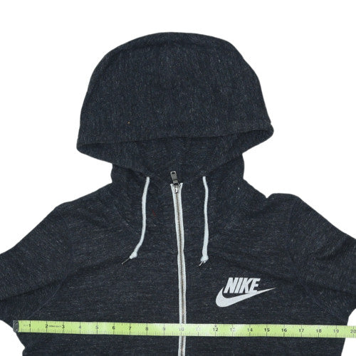 Nike Women Black Full Zip Hoodie M Cotton Blend Casual Sportswear