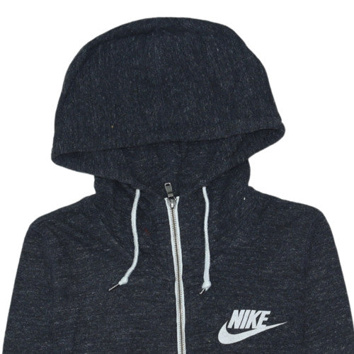 Nike Women Black Full Zip Hoodie M Cotton Blend Casual Sportswear