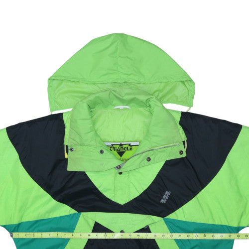 Triangle Mens Green Black Windbreaker Hooded Anorak Jacket Size M