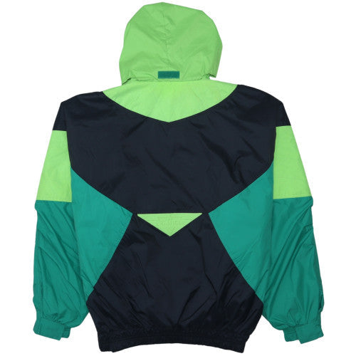 Triangle Mens Green Black Windbreaker Hooded Anorak Jacket Size M