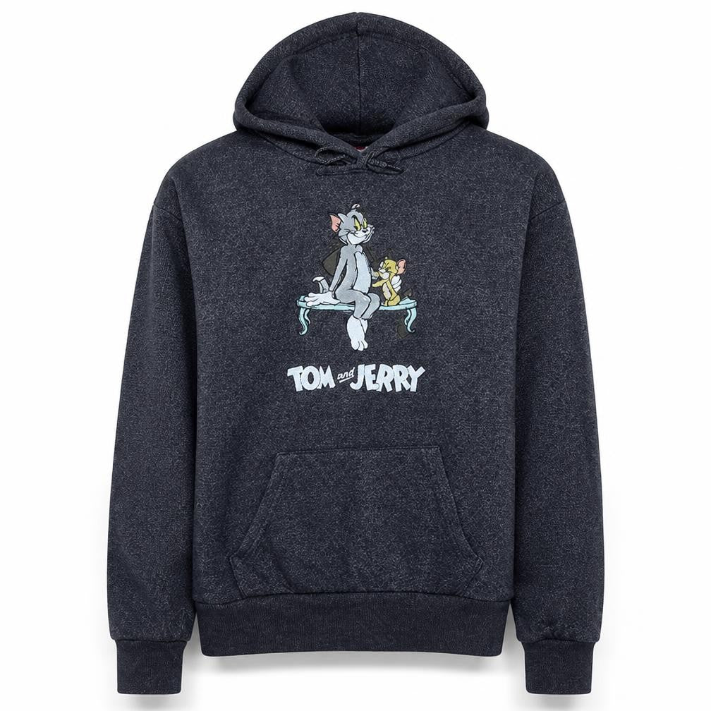 Front view of Primark Women’s Charcoal Tom & Jerry Pullover Hoodie 2XS