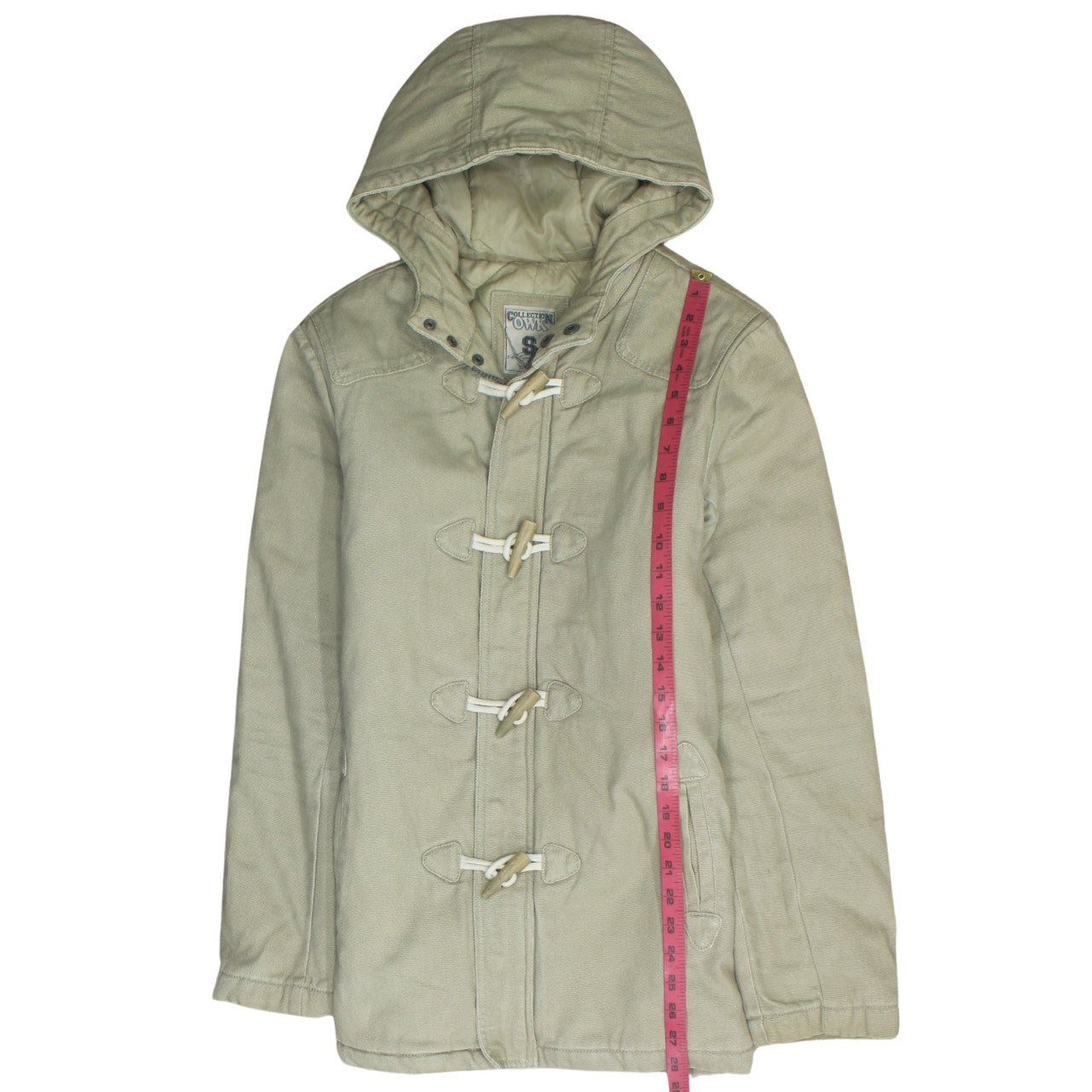 Collection OWMN Men's Beige Hooded Mid-Length Duffle Coat Size S