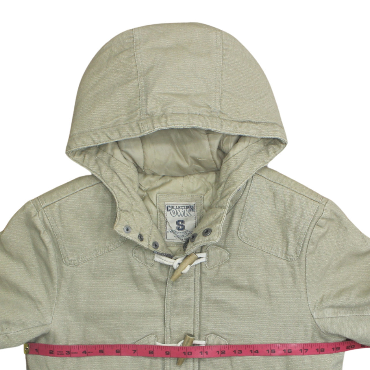 Collection OWMN Men's Beige Hooded Mid-Length Duffle Coat Size S