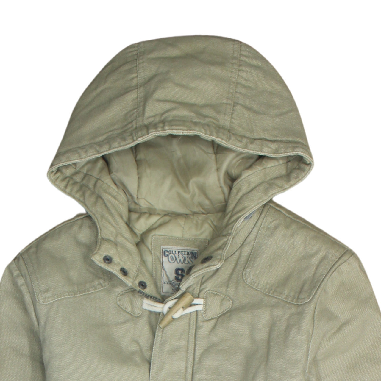 Collection OWMN Men's Beige Hooded Mid-Length Duffle Coat Size S