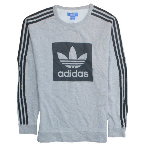 Adidas Mens Grey Crew Neck Pullover Sweatshirt XS Trefoil Logo