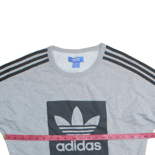 Adidas Mens Grey Crew Neck Pullover Sweatshirt XS Trefoil Logo